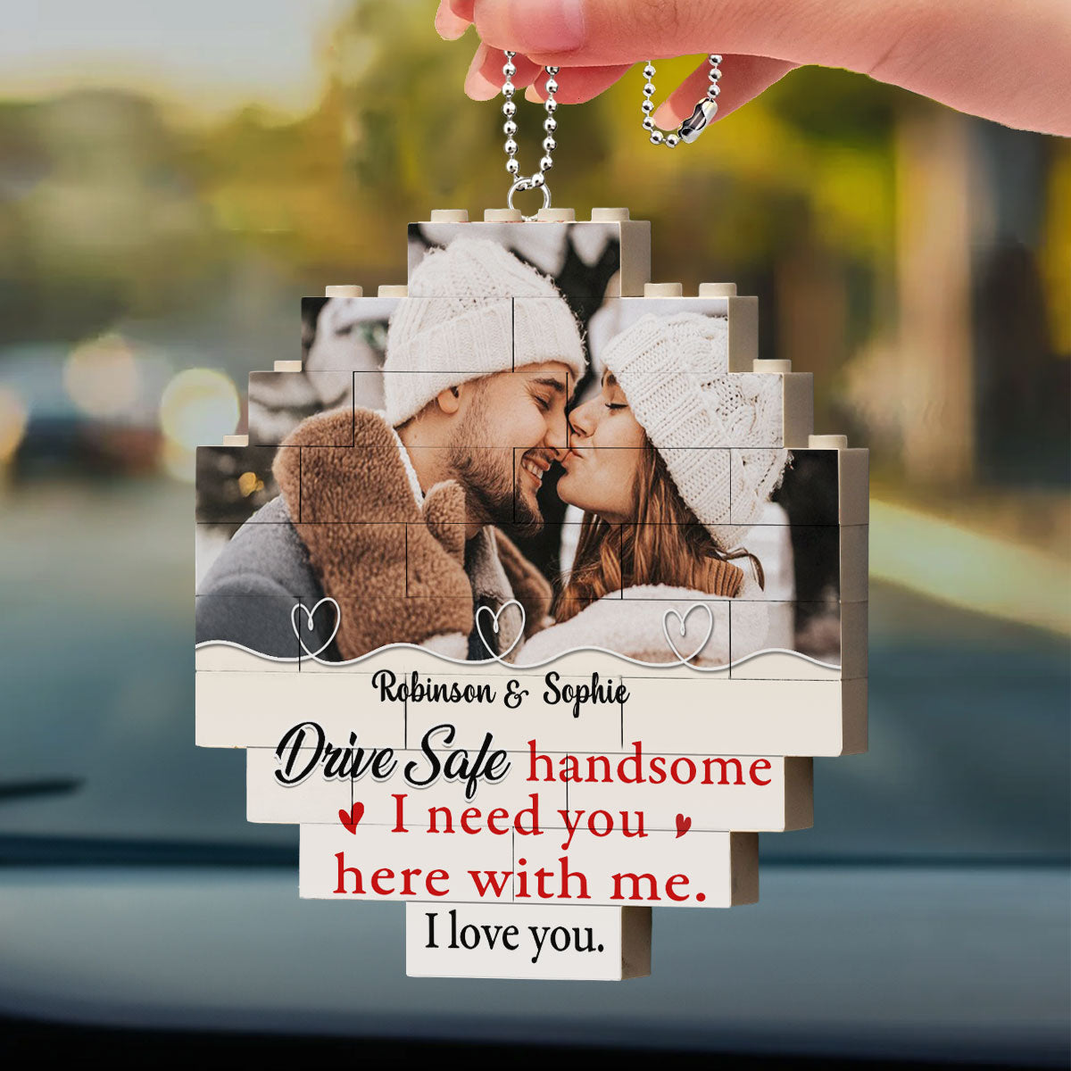 Drive Safe Handsome - Personalized Puzzle Car Ornament