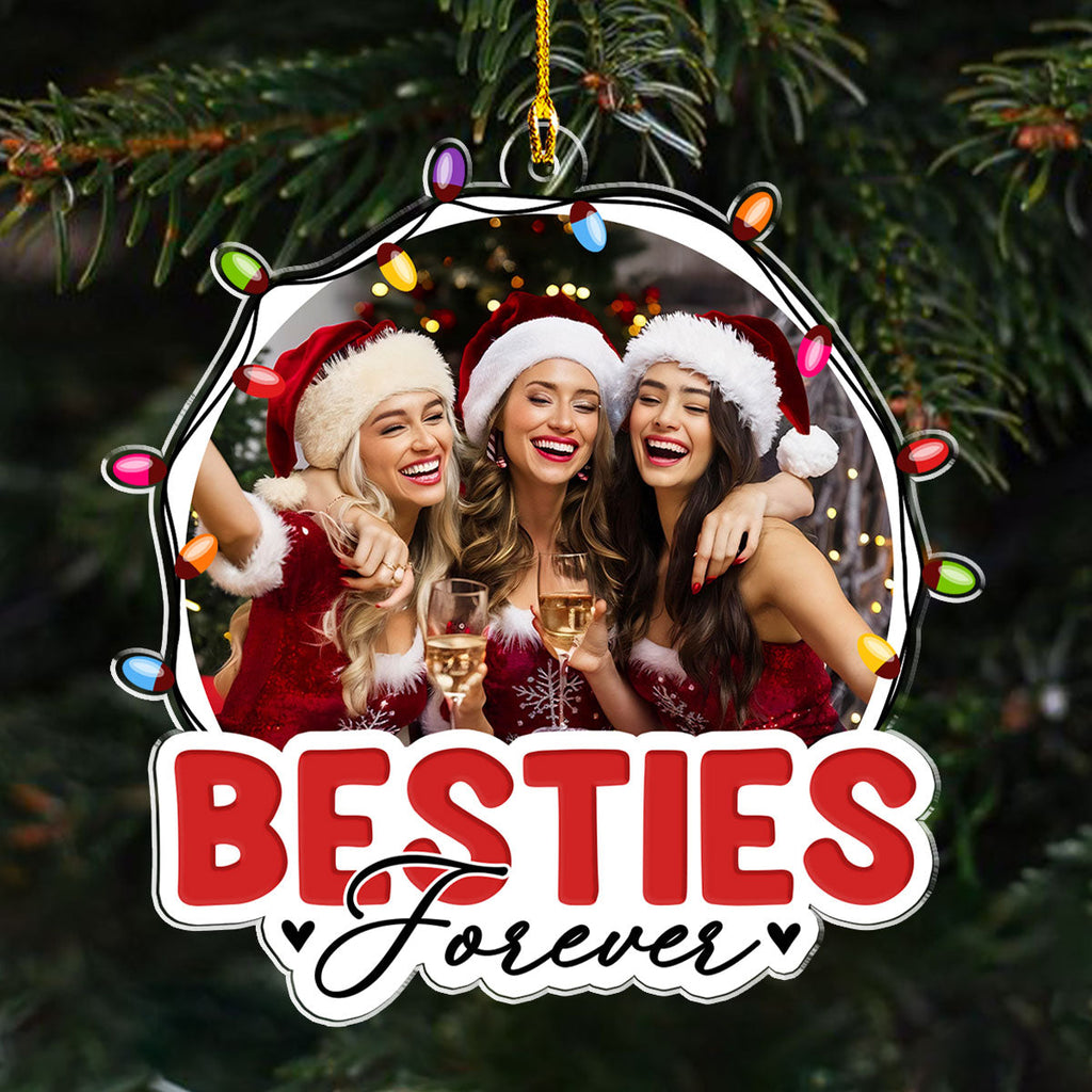 Custom Photo Friendship Christmas Ornament, Best Friend Gift • Best Friends Christmas Lights - Personalized Acrylic Ornament