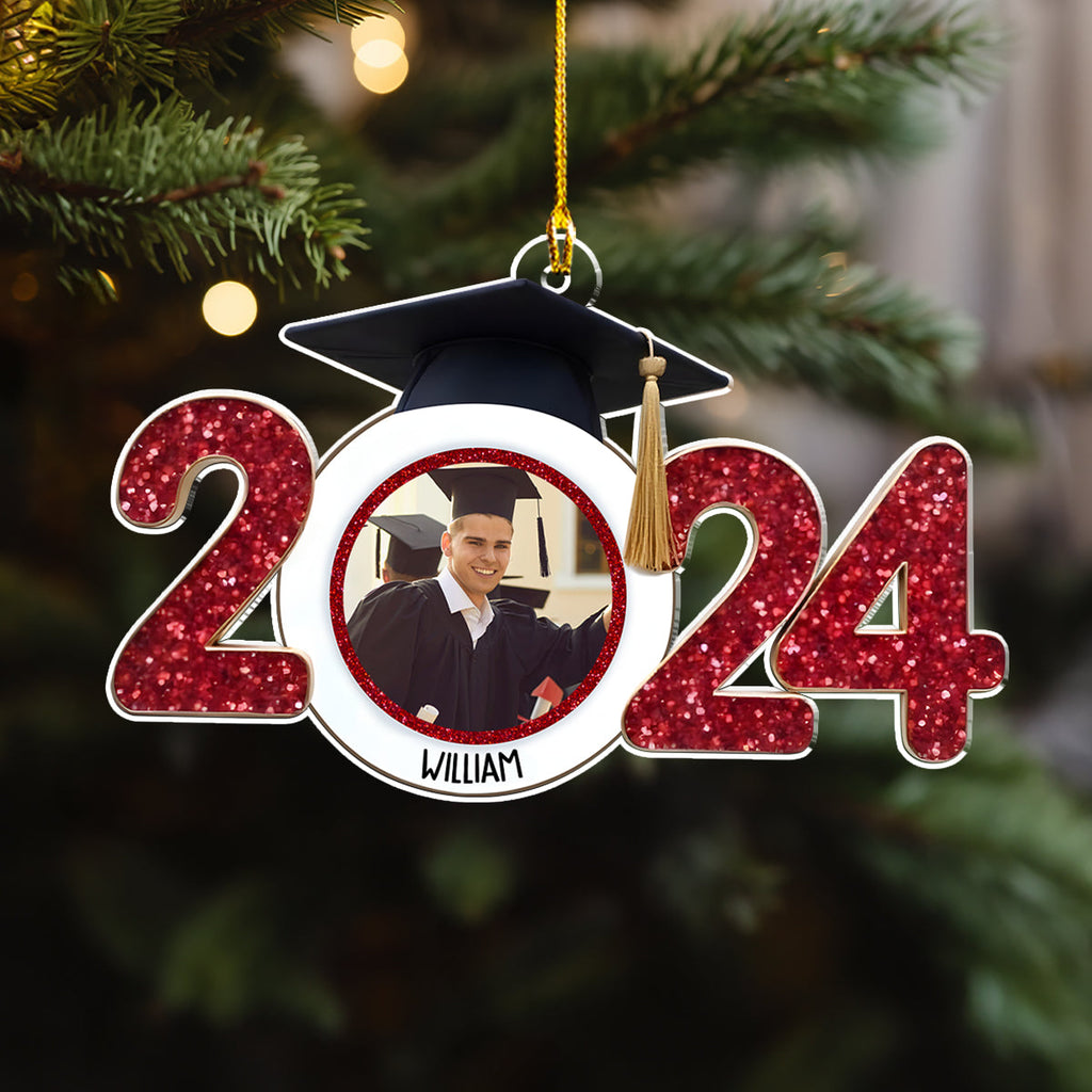 Custom Photo Keepsake Christmas Ornament • Photo Happy Graduation - Personalized Acrylic Ornament