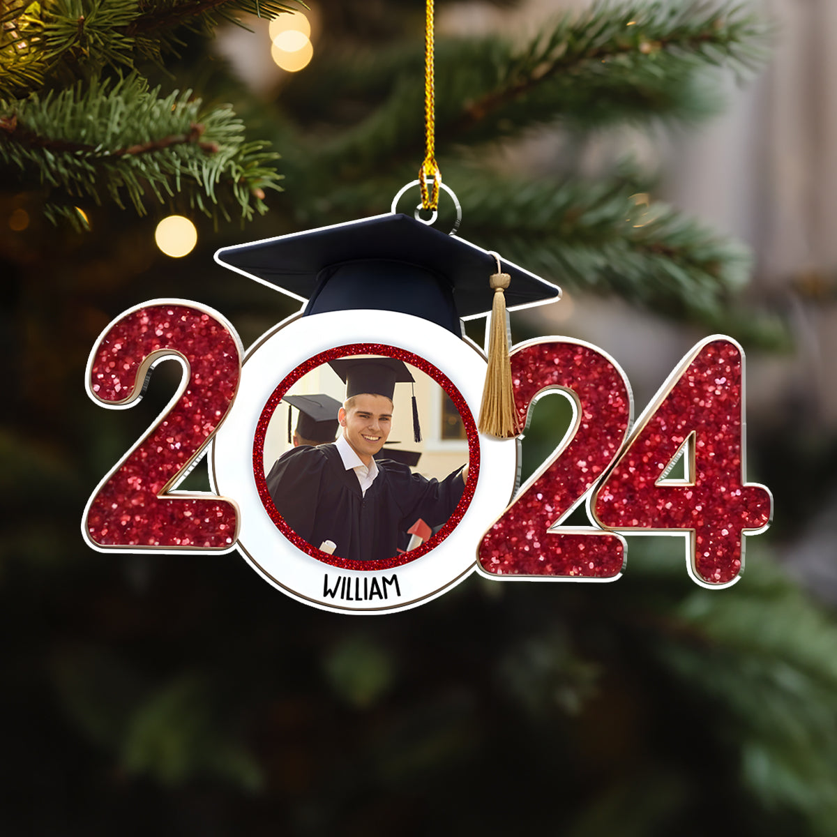 Custom Photo Keepsake Christmas Ornament • Photo Happy Graduation - Personalized Acrylic Ornament