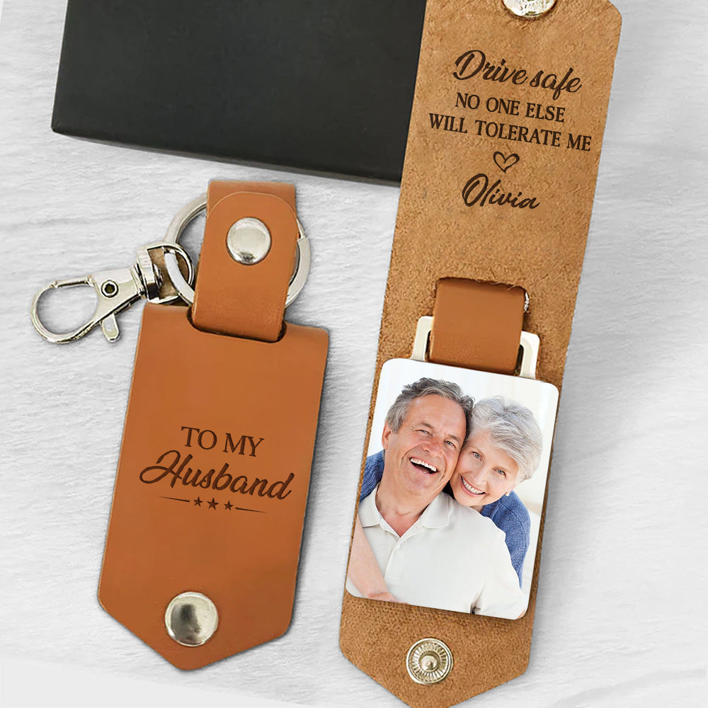 No One Else - Personalized Leather Photo Keychain