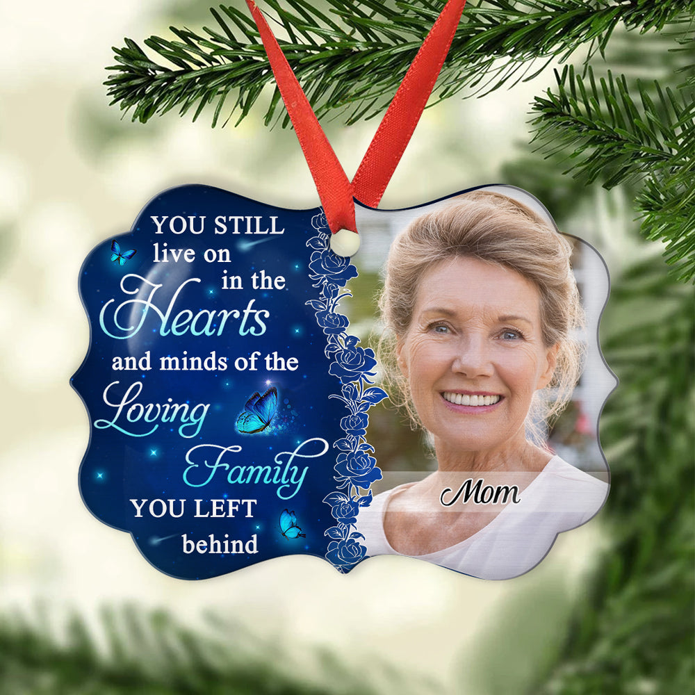 Custom Memorial Christmas Ornament, Sympathy Keepsake •  Heart And Mind - Personalized Aluminum Ornament