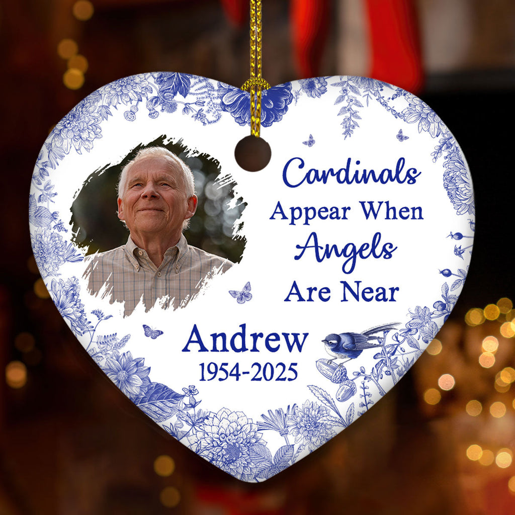 Custom Photo Memorial Christmas Ornament, Sympathy Keepsake • I Am Always With You - Personalized Ceramic Ornament