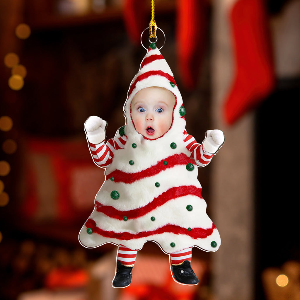 Custom Photo Baby Christmas Ornament for New Parents • Baby Photo Christmas Tree Cake - Personalized Acrylic Ornament