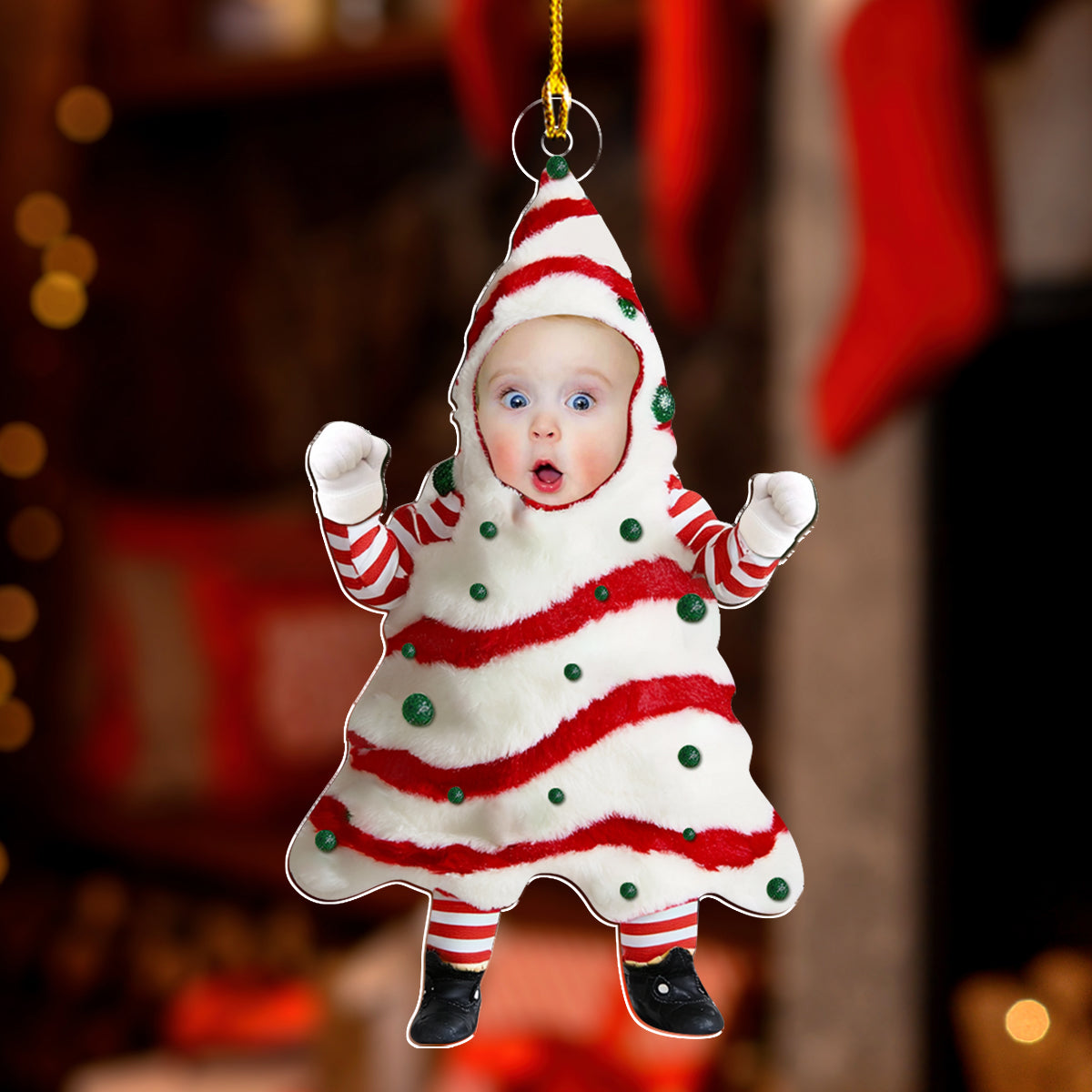 Custom Photo Baby Christmas Ornament for New Parents • Baby Photo Christmas Tree Cake - Personalized Acrylic Ornament