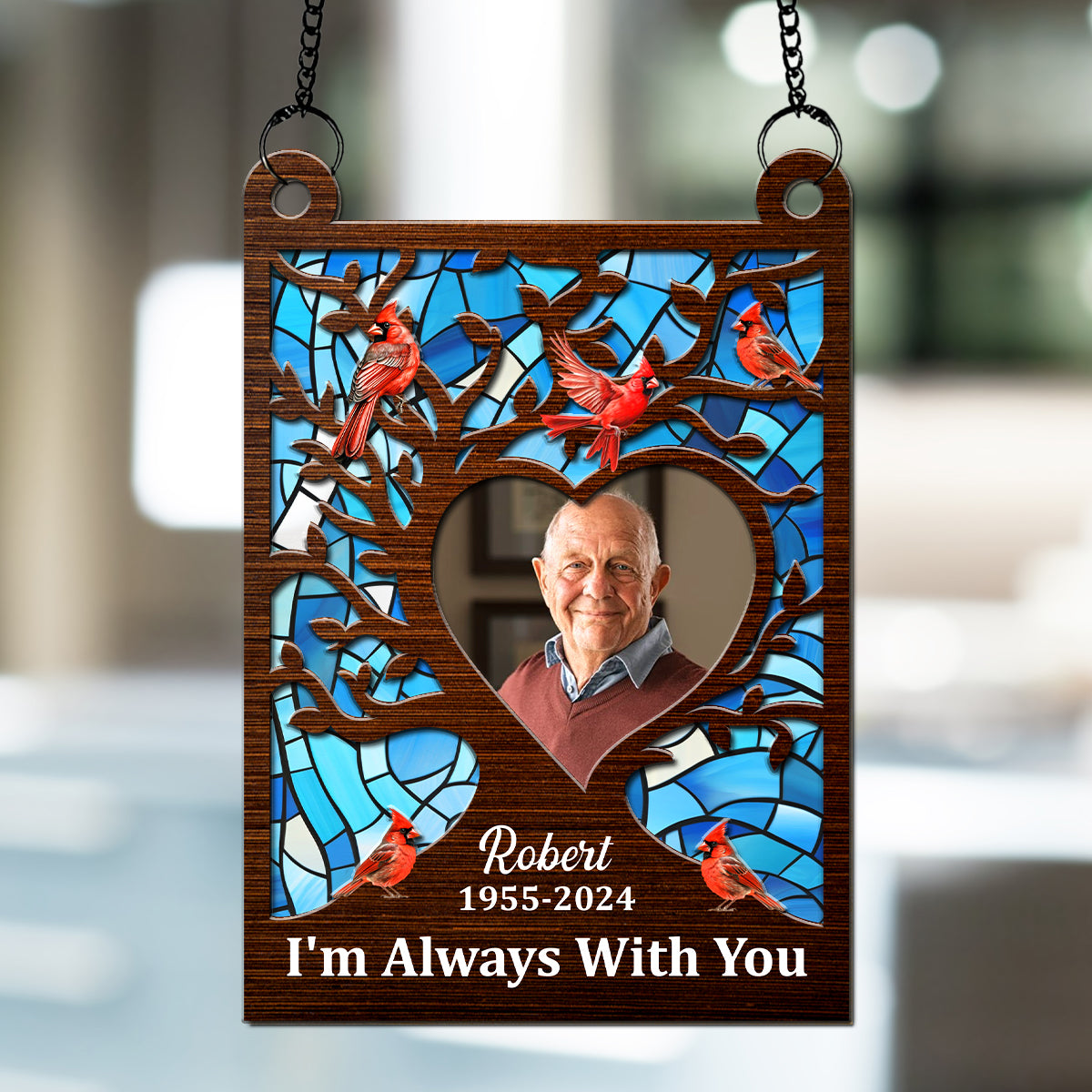 Custom Photo Memorial Hanging Decor, Remembrance Keepsake • I'm Always With You - Personalized Suncatcher