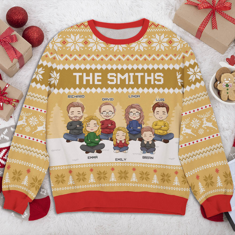 Custom Family Christmas Sweatshirt, Gift for Family Members • Our Family Sweatshirt - Personalized All-Over-Print Sweatshirt