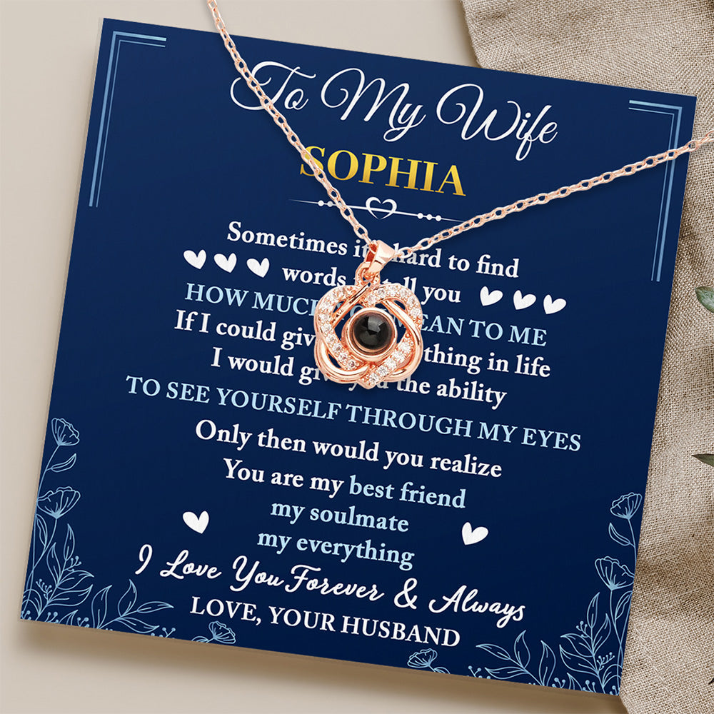 My Soulmate My Everything - Personalized Preserved Rose With Projection Necklace