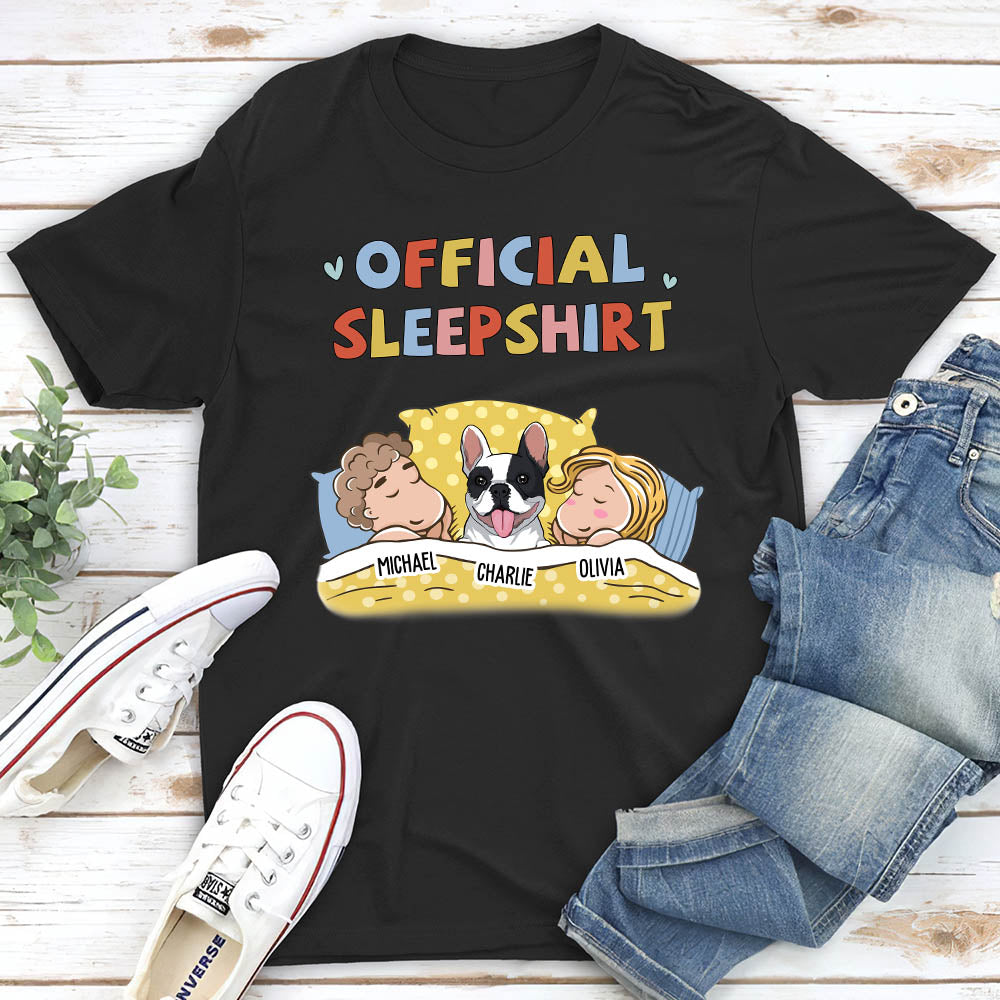 Custom Christmas & Birthday Keepsake Gift • Sleeping Pet Sleepshirt Couple - Personalized Unisex T-shirt