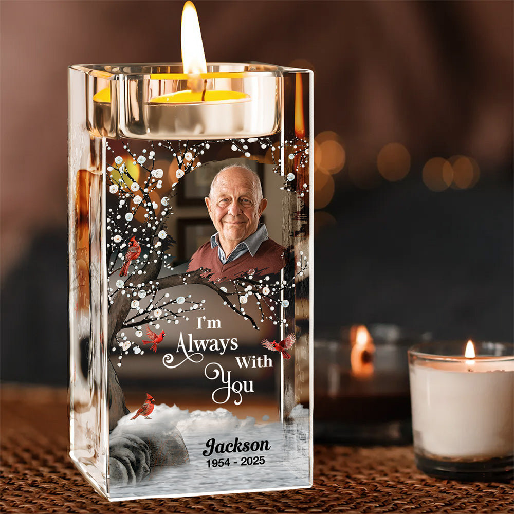 Always With You - Personalized Crystal Candle Holder