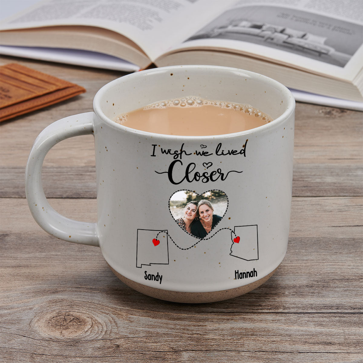 Custom Photo Best Friend, Christmas & Birthday Friendship Keepsake Gift • I Wish We Lived Closer Photo - Personalized Pottery Mug