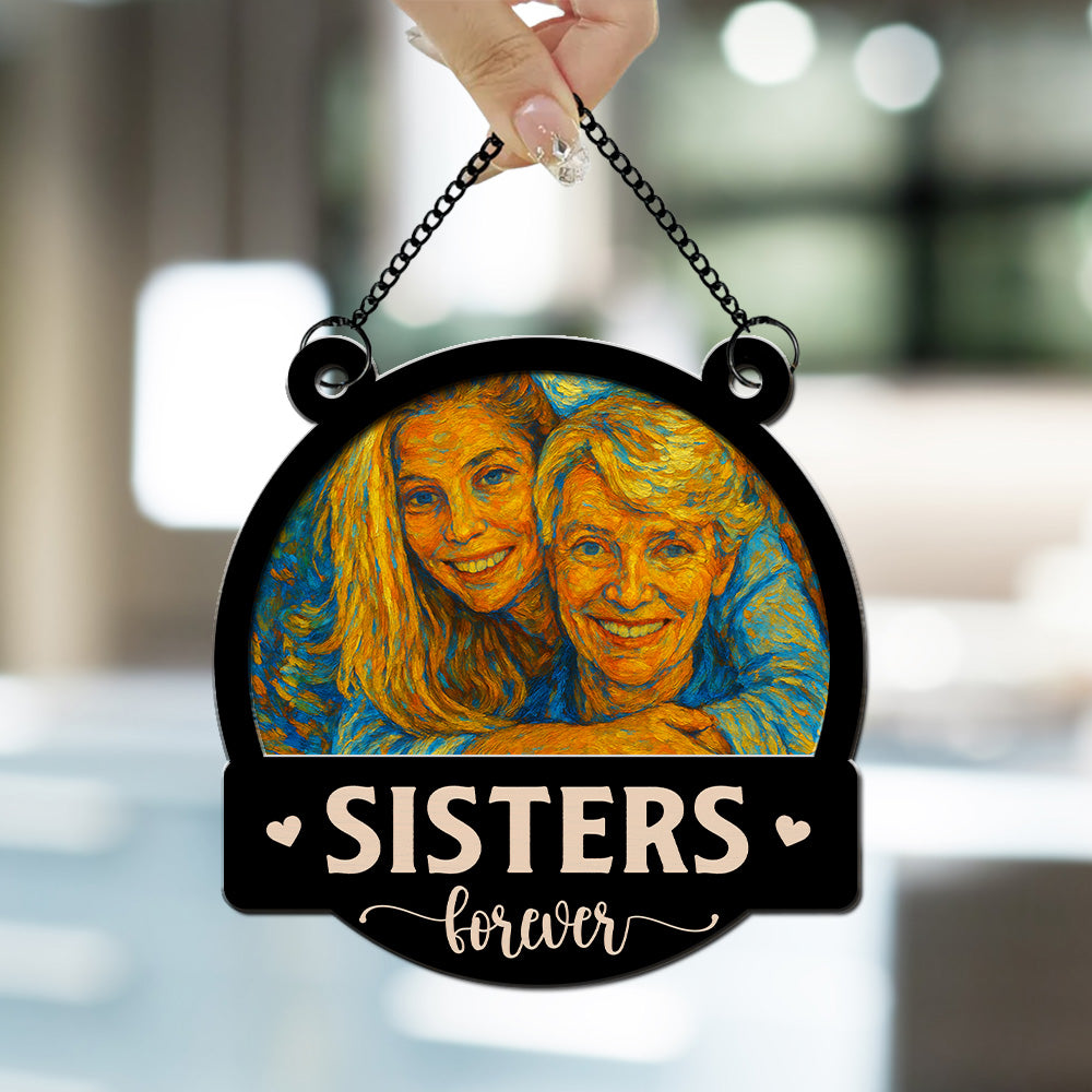 Custom Photo Best Friend Hanging Decor, Friendship Birthday Gifts • Me And My Bestie Got This - Personalized Suncatcher