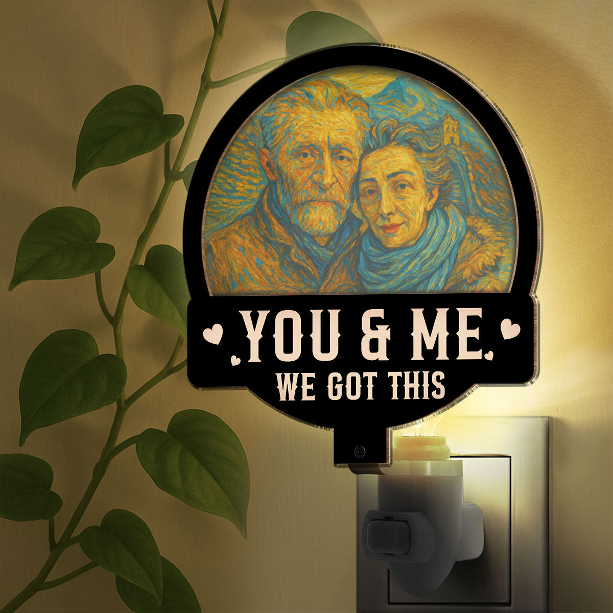 Custom Photo Couple Gift for Anniversary, Valentine's Day, Christmas • We Got This Husband Wife - Personalized Wood And Acrylic Night Light