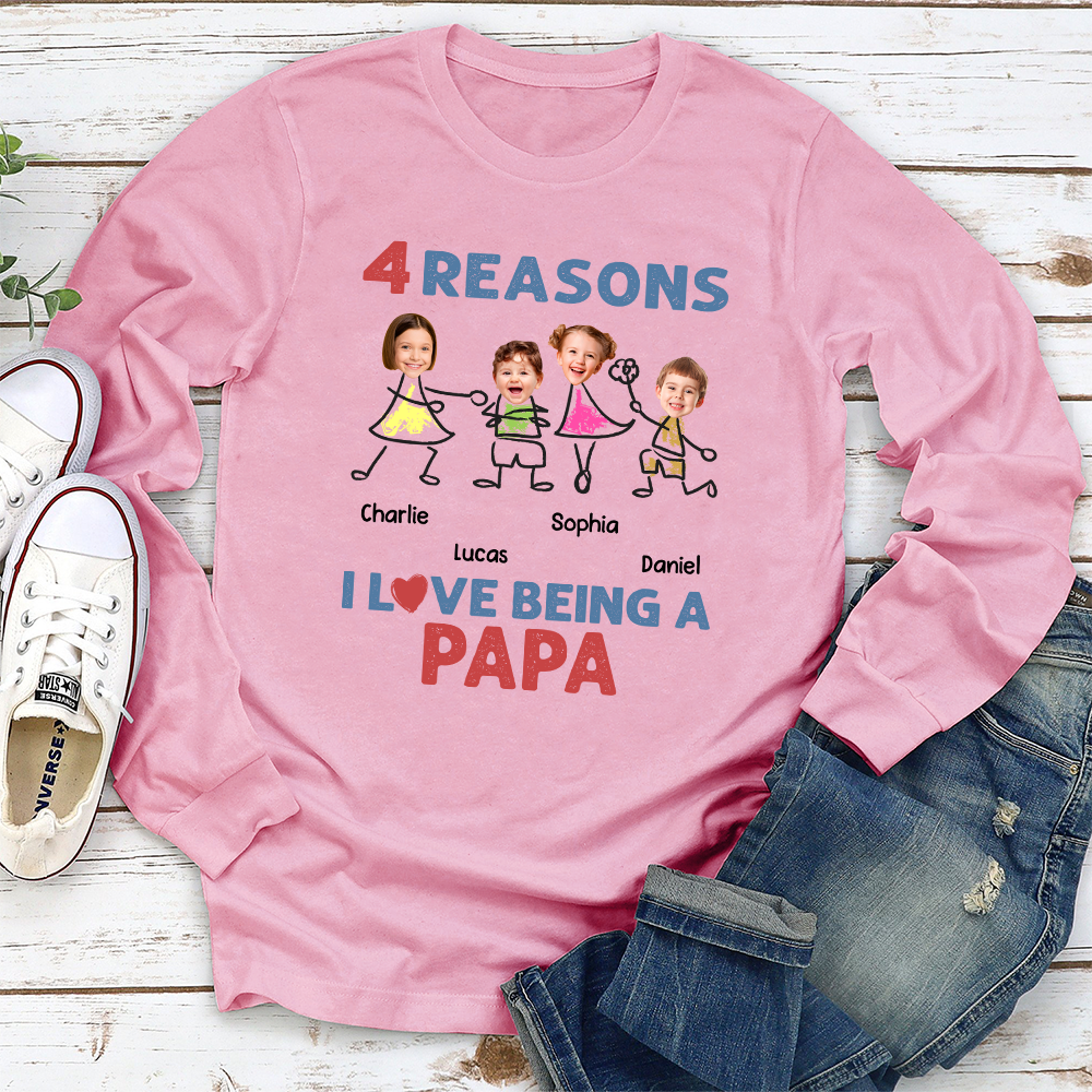 Custom Photo Christmas & Birthday Keepsake Gift • Reasons I Love Being Dad Grandpa - Personalized Shirt