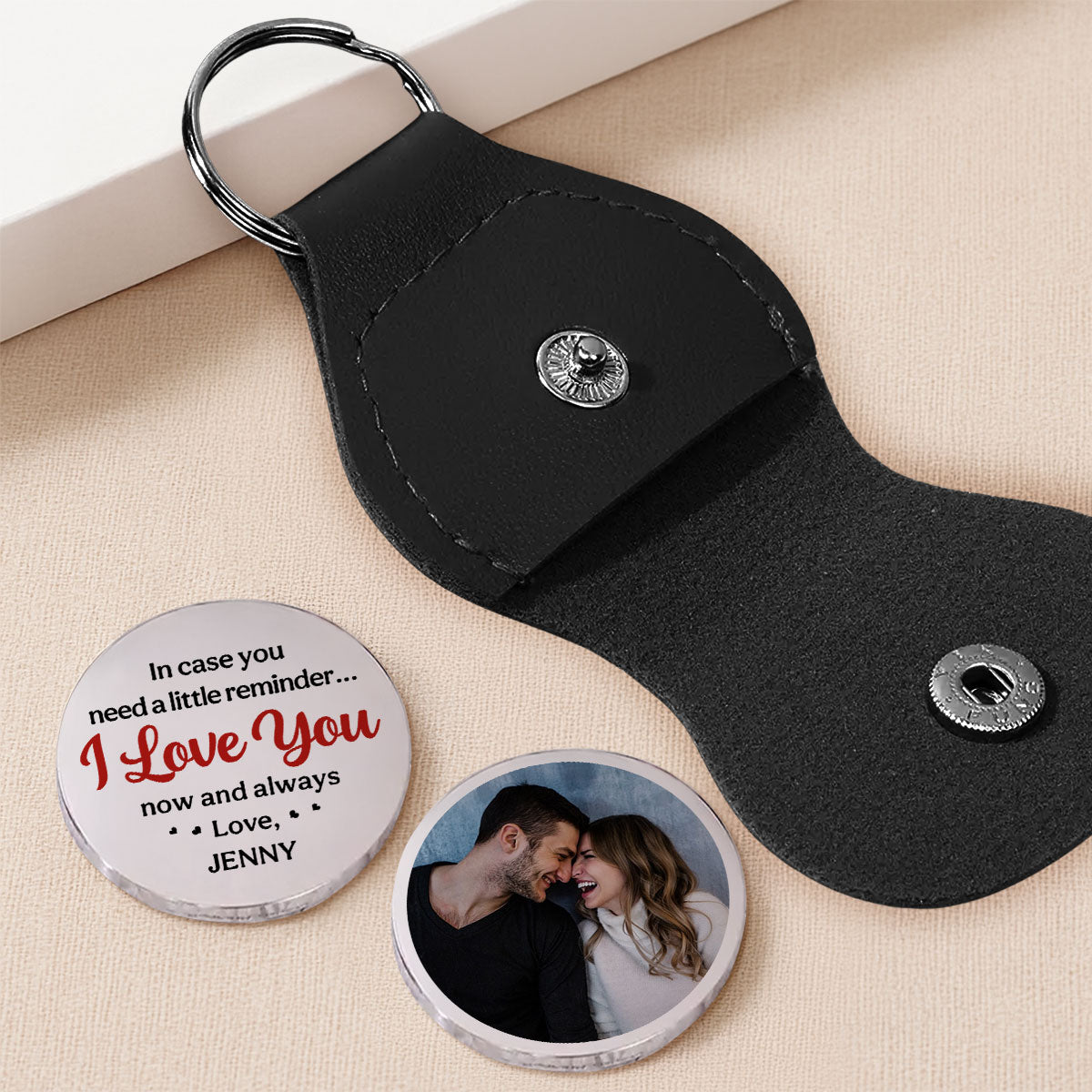 Custom Photo Coin Keychain for Husband, Couple Anniversary Valentine's Day Gifts • In Case You Need A Little Reminder - Personalized Pocket Hug
