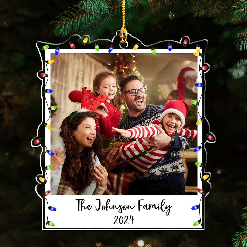 Custom Photo Family Ornament, Christmas Gift for Family Members • Family Photo Ornament 2024 - Personalized Acrylic Ornament