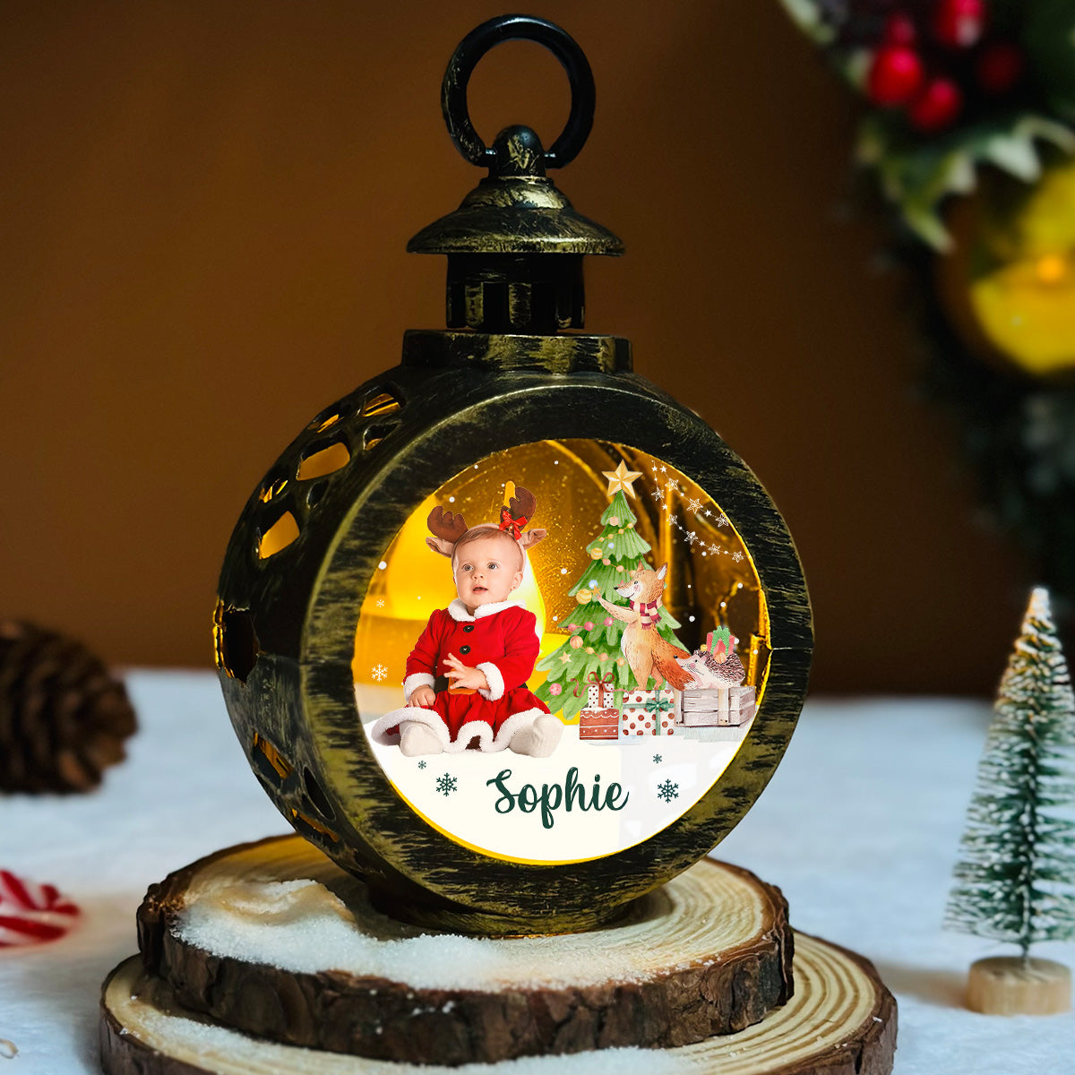 Custom Photo Family Christmas Gifts, Holiday Decor • Photo Baby Kid Christmas - Personalized Christmas Lantern