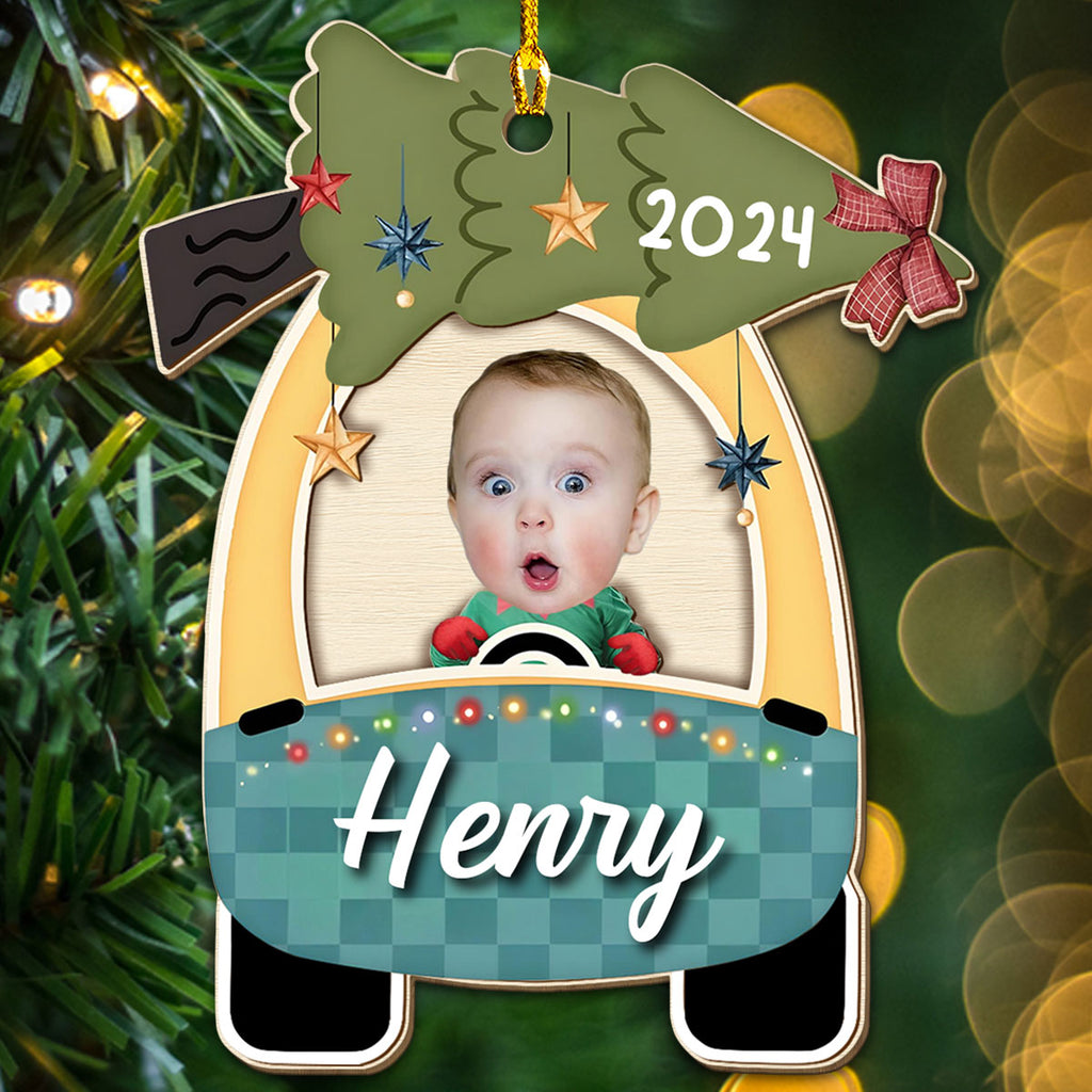 Custom Photo Baby First Christmas Ornament for New Parents • Baby Christmas - Personalized Wood Ornament