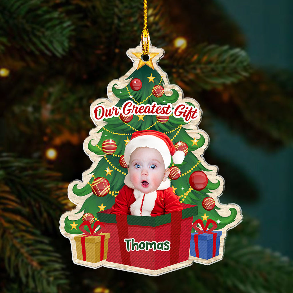 Custom Photo Baby Christmas Ornament for New Parents • Photo Christmas Greatest Gift - Personalized Acrylic Ornament