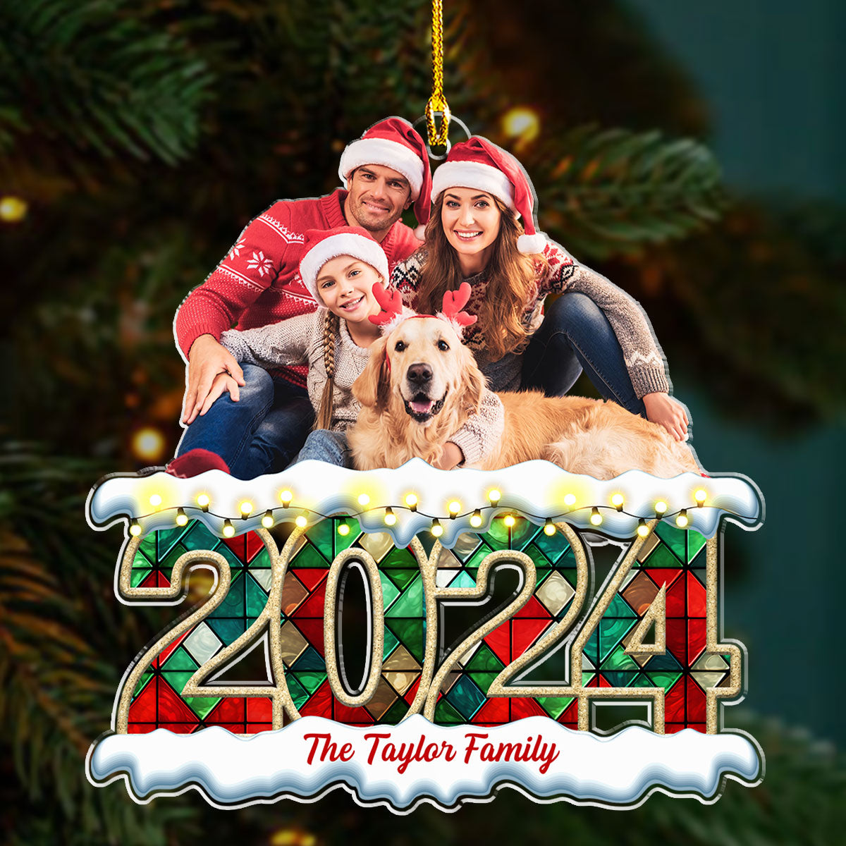 Custom Photo Family Ornament, Christmas Gift for Family Members • Merry Christmas Photo Family - Personalized Acrylic Ornament