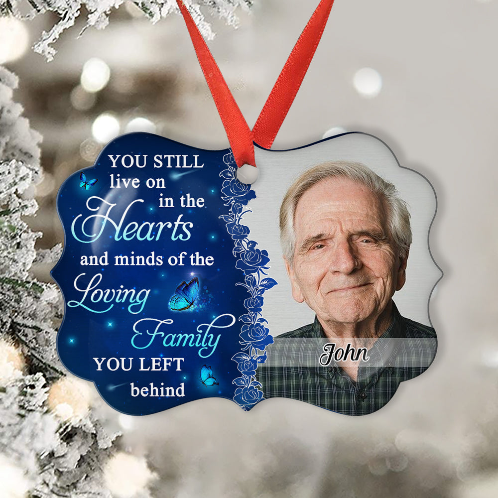 Custom Memorial Christmas Ornament, Sympathy Keepsake •  Heart And Mind - Personalized Aluminum Ornament