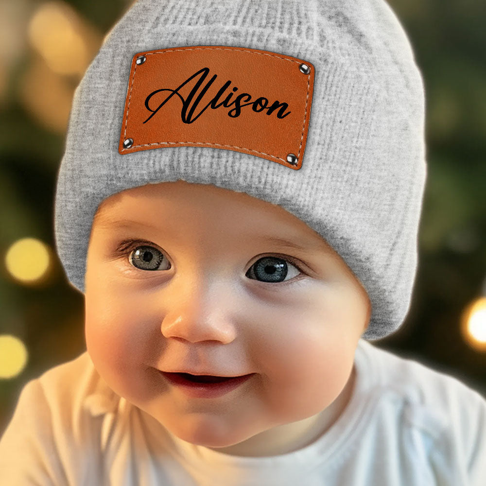 Custom Newborn Baby Beanie, Christmas Birthday Gift • Baby Name - Personalized Beanie