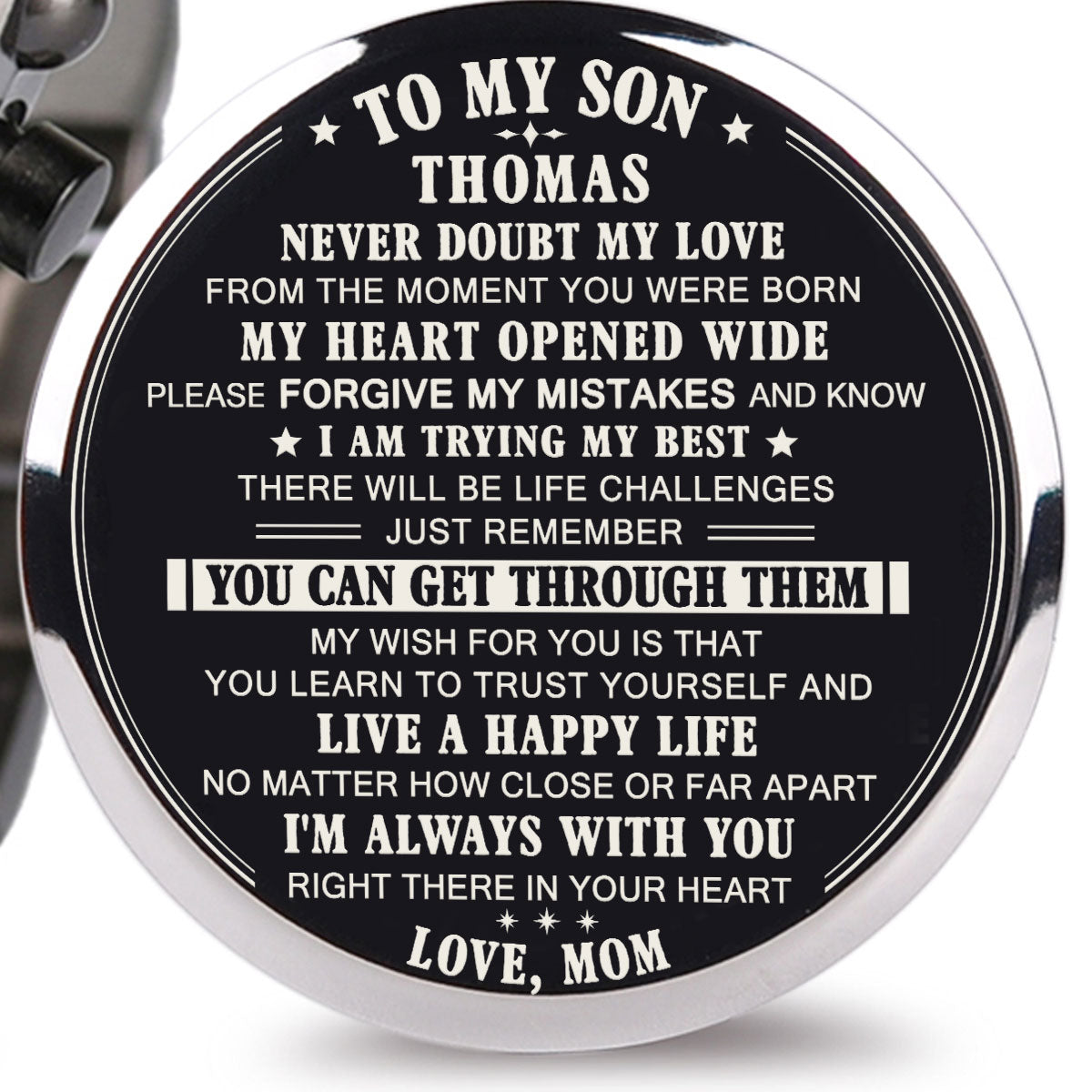 To My Son – Never Doubt My Love - Personalized Engraved Chronograph Wooden Watch GQ026