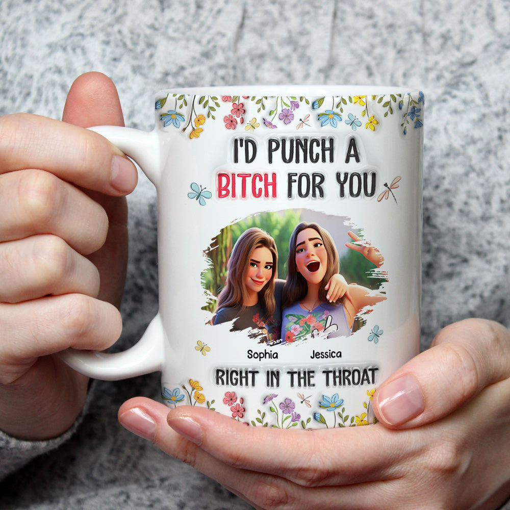 Custom Photo Best Friend, Christmas & Birthday Friendship Keepsake Gift • Sassy Bestie - Personalized 3D Inflated Effect Mug