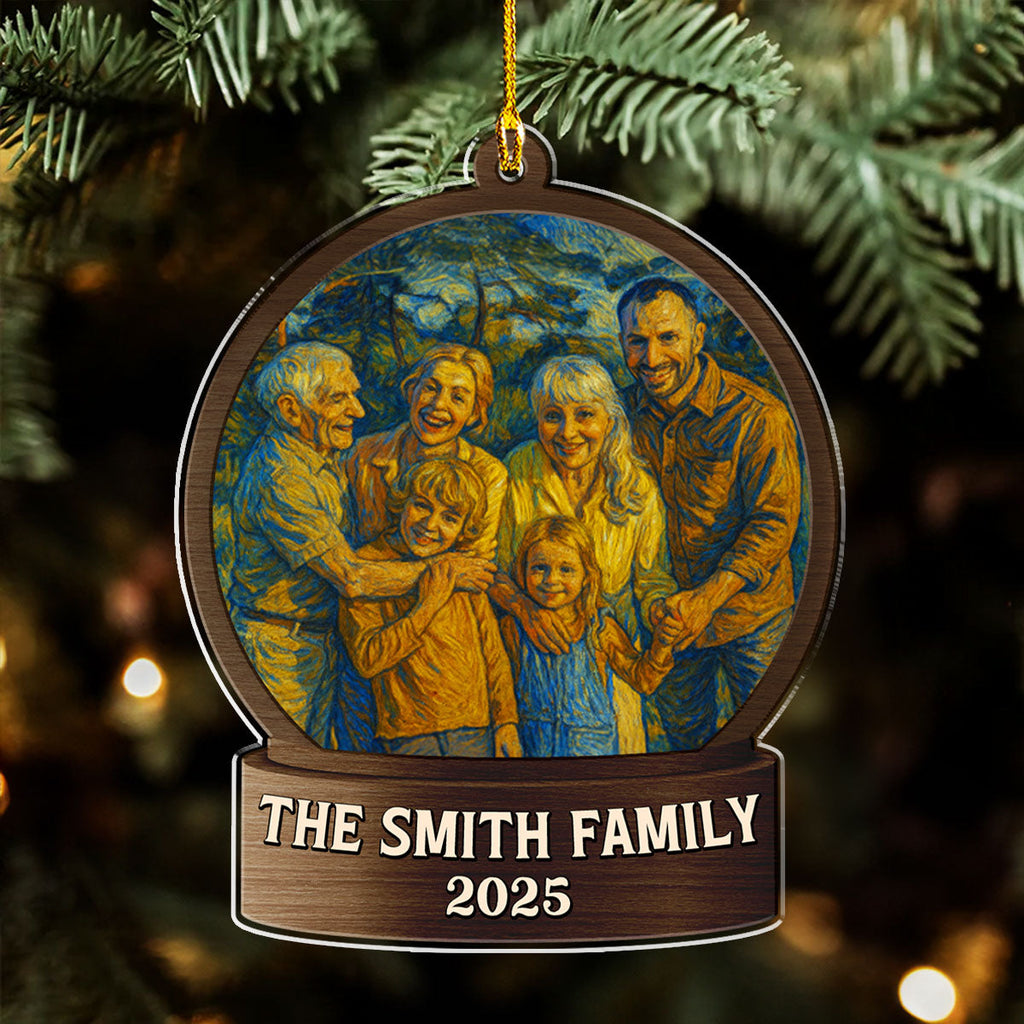Custom Photo Family Ornament, Christmas Gift for Family Members • Home Sweet Home - Personalized Acrylic Ornament