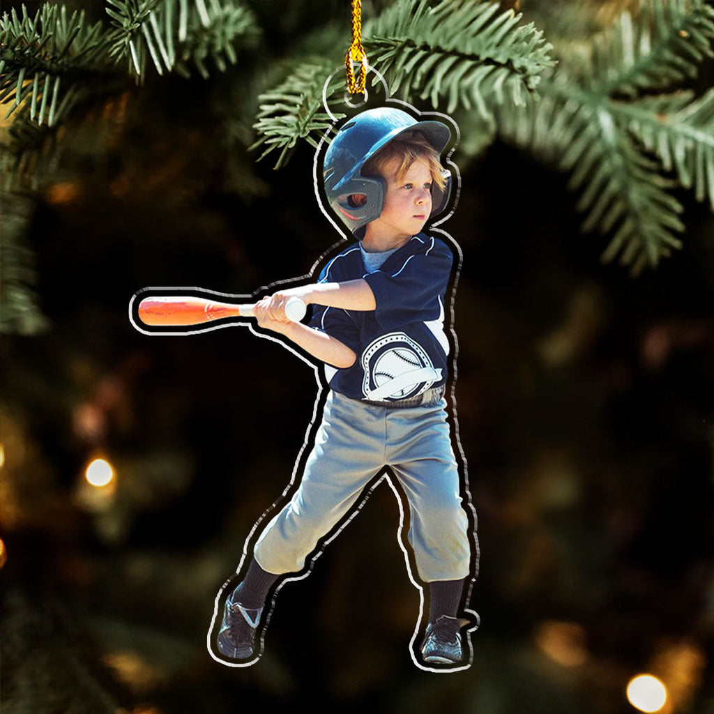 Custom Photo Keepsake Christmas Ornament • Baseball Photo - Personalized Acrylic Ornament