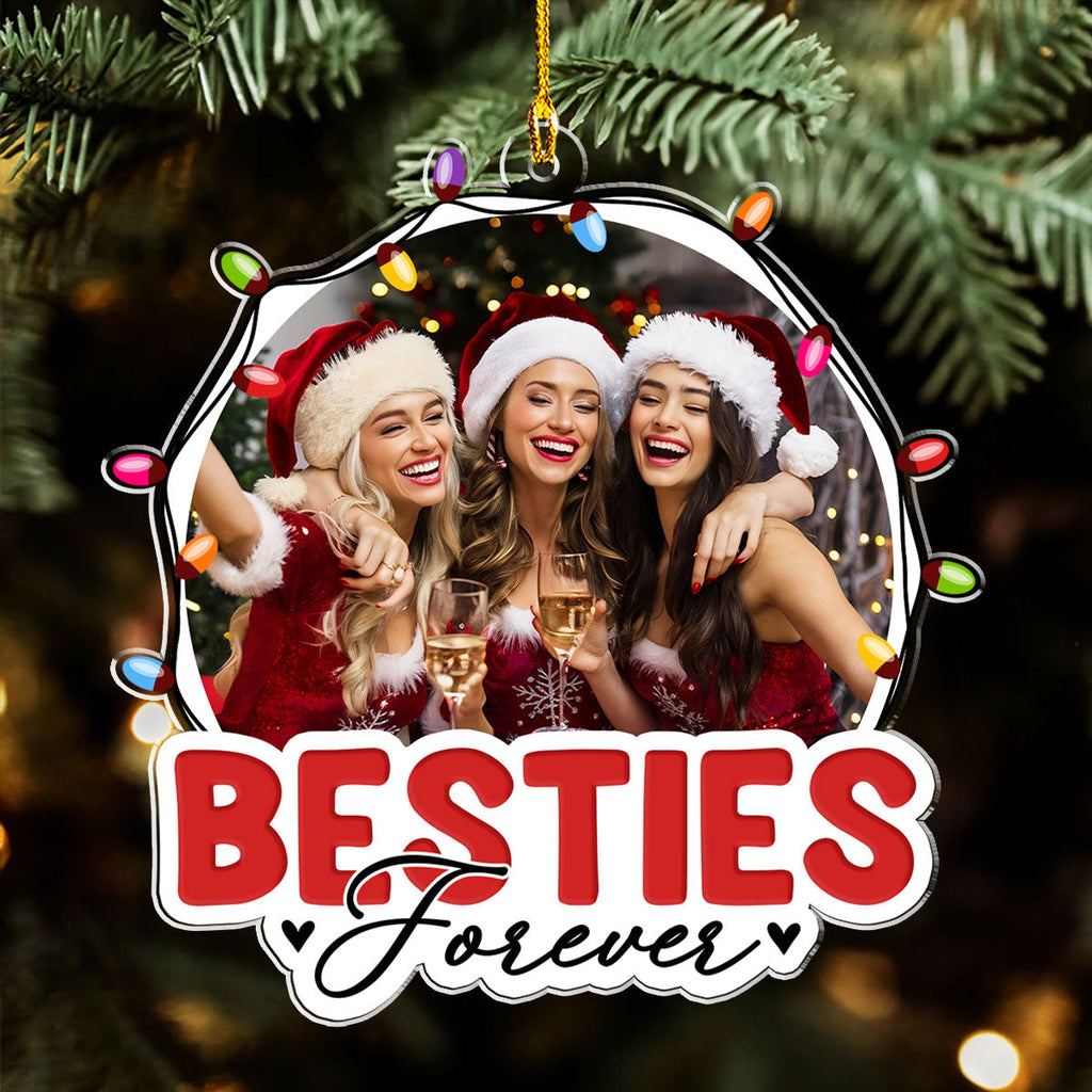 Custom Photo Friendship Christmas Ornament, Best Friend Gift • Best Friends Christmas Lights - Personalized Acrylic Ornament
