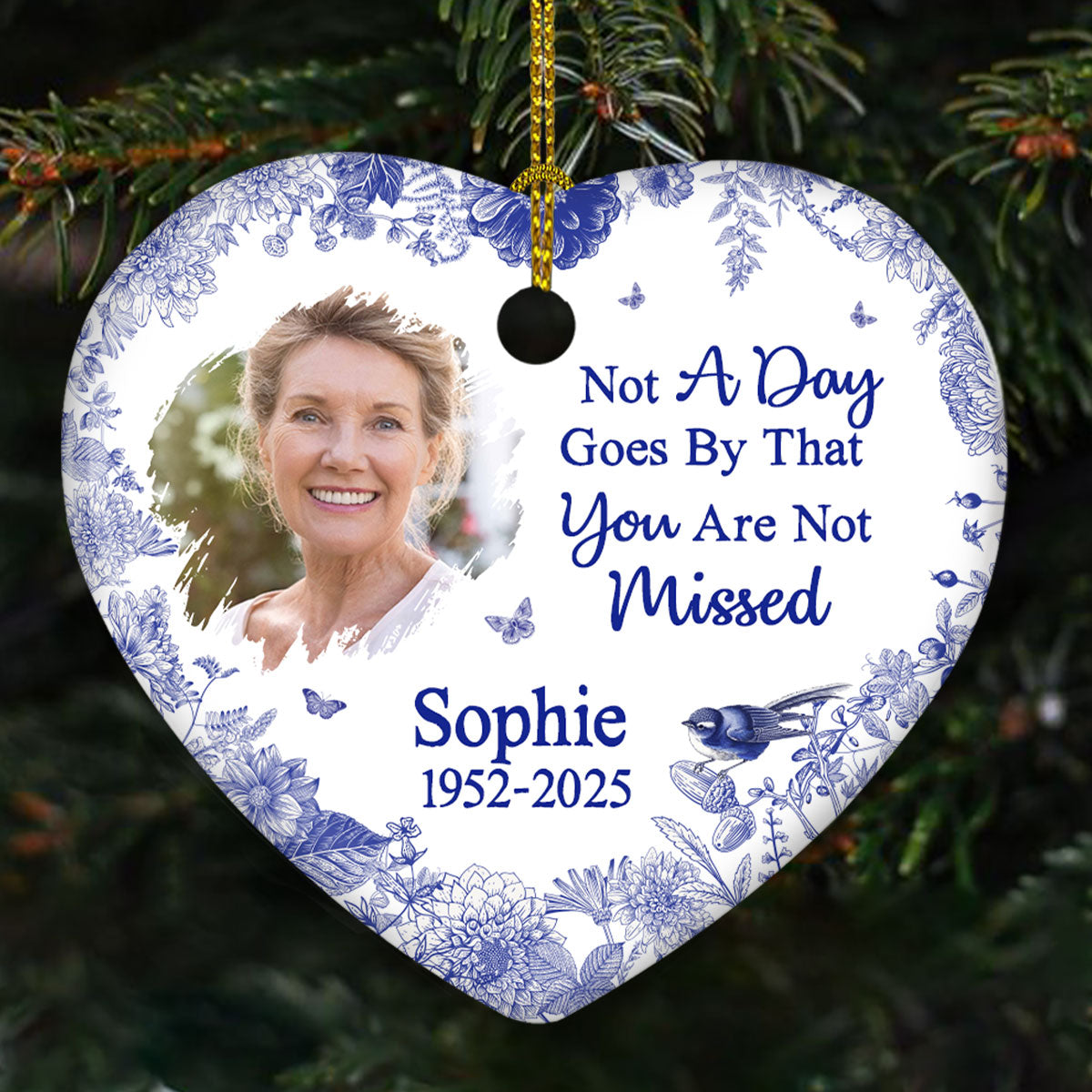 Custom Photo Memorial Christmas Ornament, Sympathy Keepsake • I Am Always With You - Personalized Ceramic Ornament