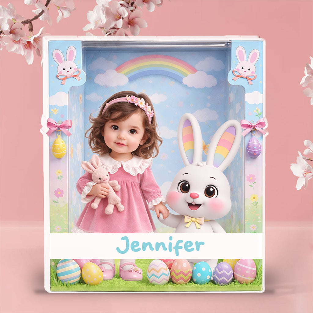 Custom Family Decor, Christmas Birthday Family Keepsake • Cute Easter Bunny Doll - Personalized Acrylic Plaque