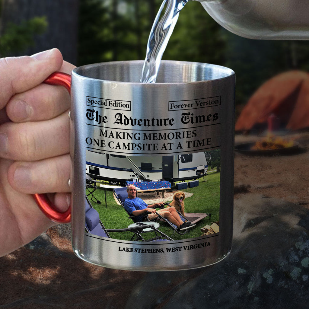 Custom Photo Father's Day, Special Gift for Dad & Grandpa • The Adventure Times - Personalized Carabiner Mug