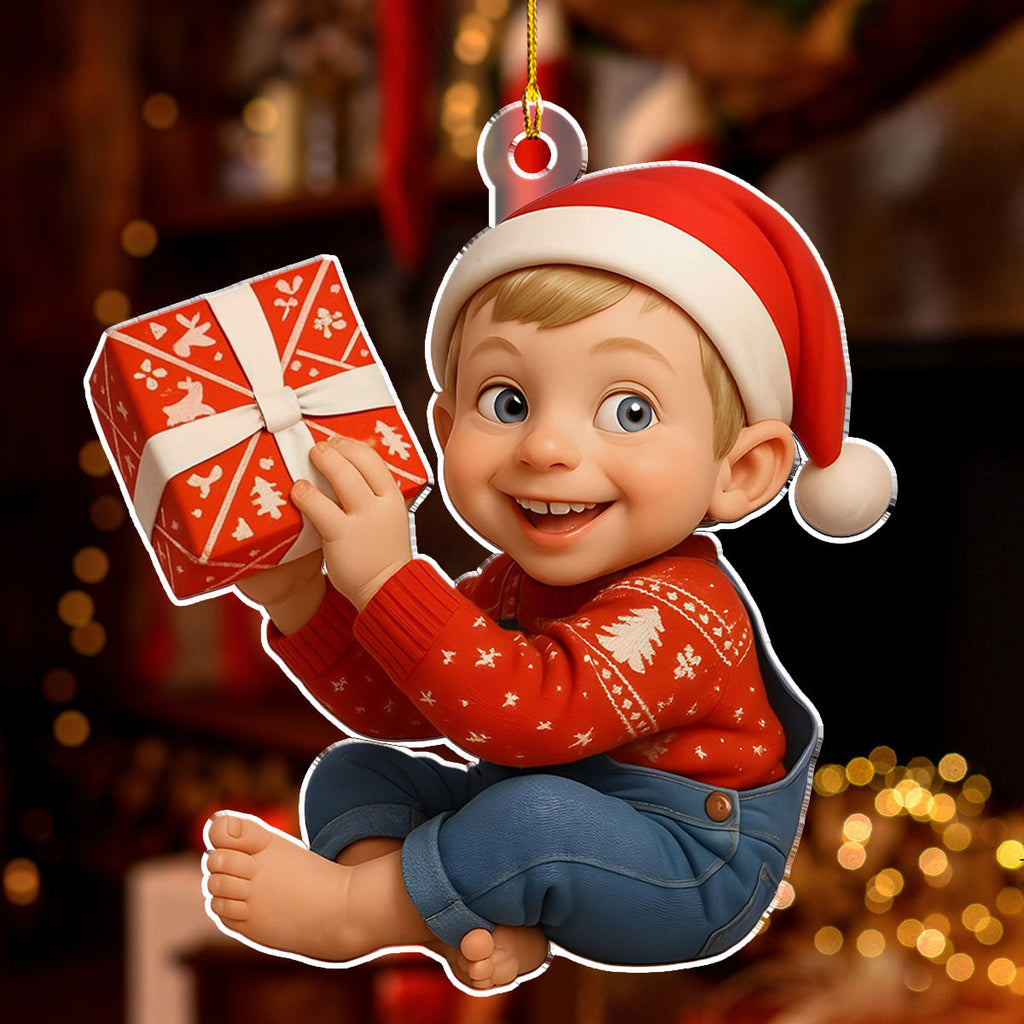 Custom Photo Baby Christmas Ornament for New Parents • Baby Christmas Figure - Personalized Acrylic Ornament