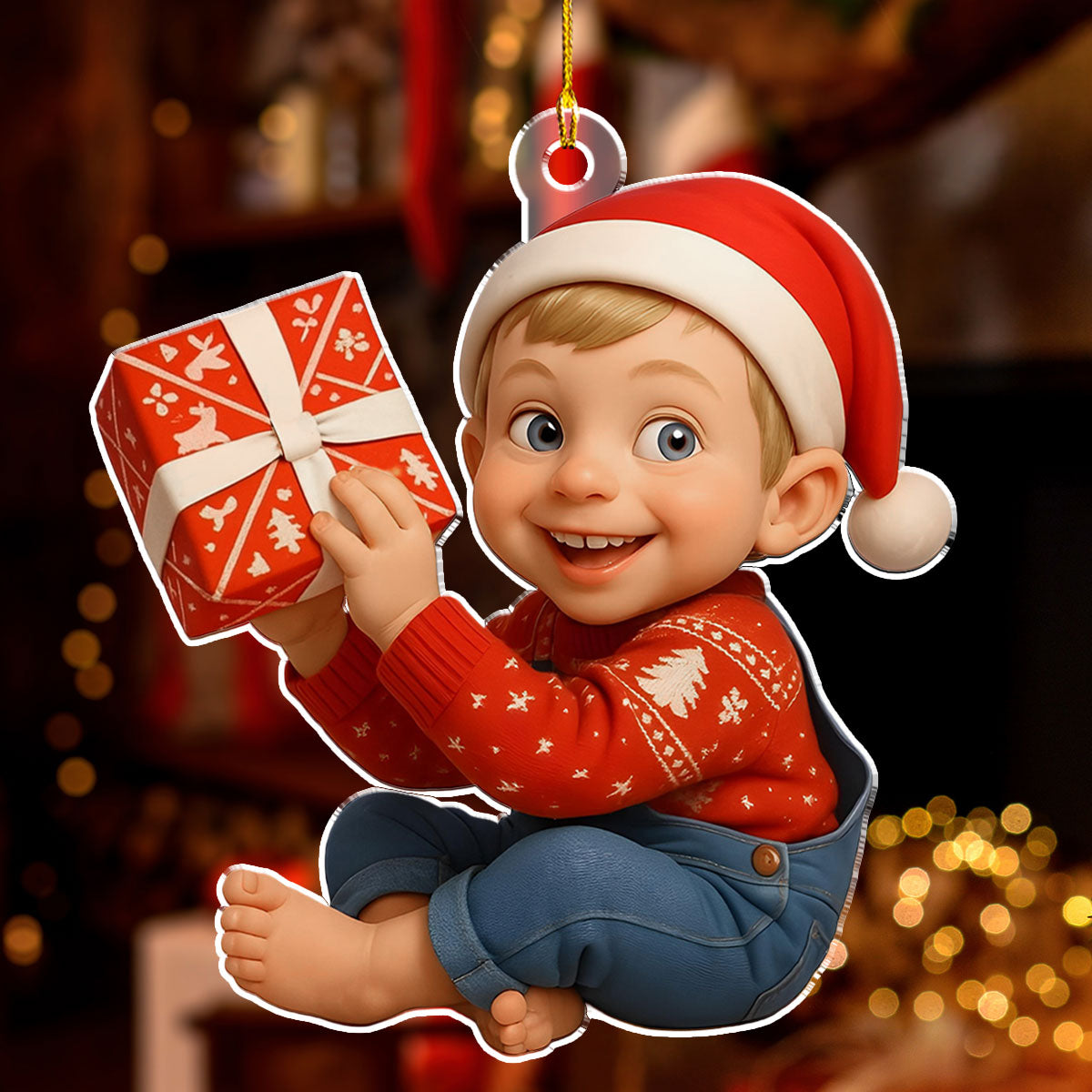 Custom Photo Baby Christmas Ornament for New Parents • Baby Christmas Figure - Personalized Acrylic Ornament