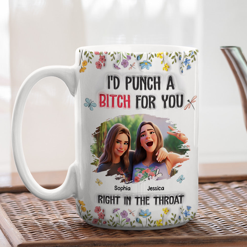 Custom Photo Best Friend, Christmas & Birthday Friendship Keepsake Gift • Sassy Bestie - Personalized 3D Inflated Effect Mug