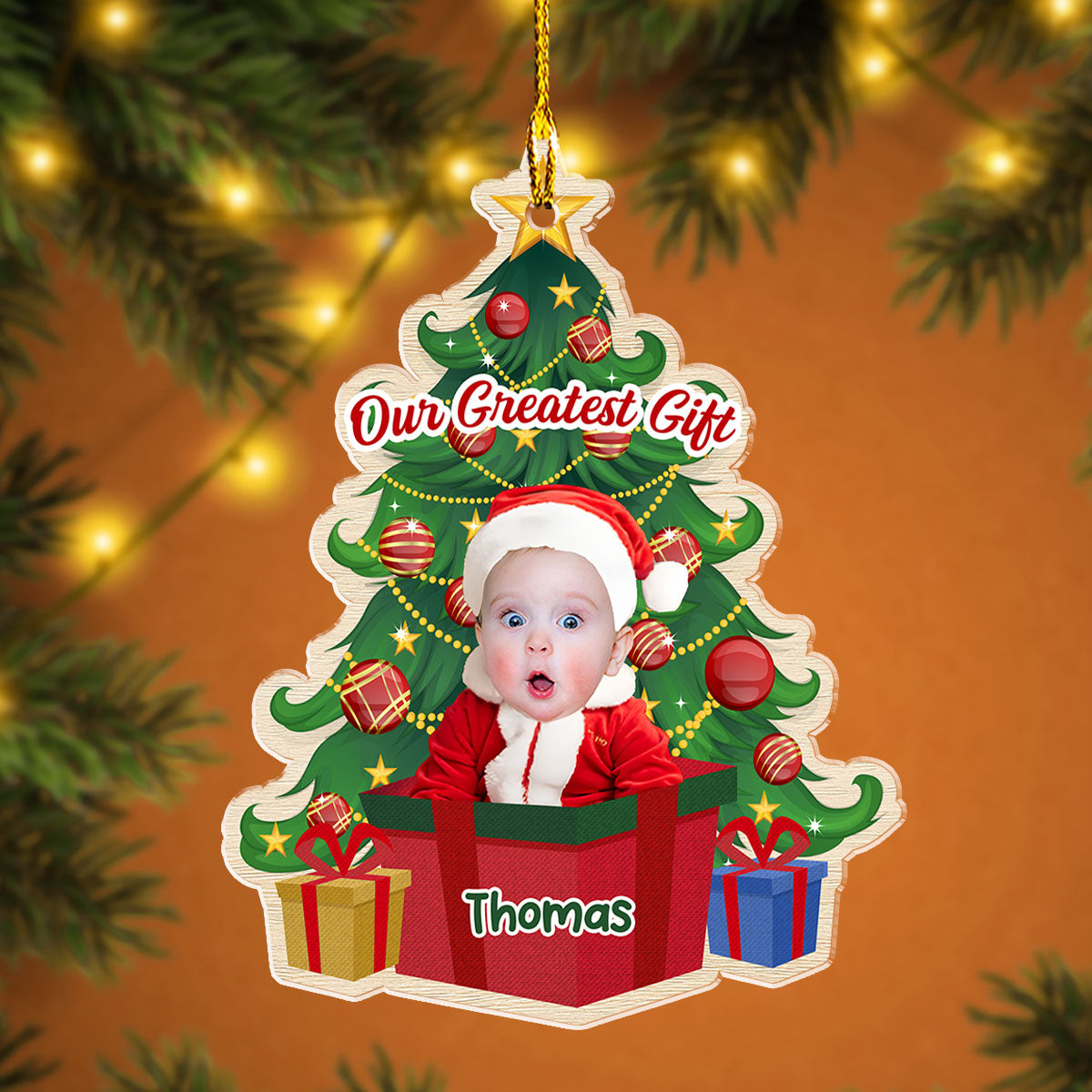 Custom Photo Baby Christmas Ornament for New Parents • Photo Christmas Greatest Gift - Personalized Acrylic Ornament