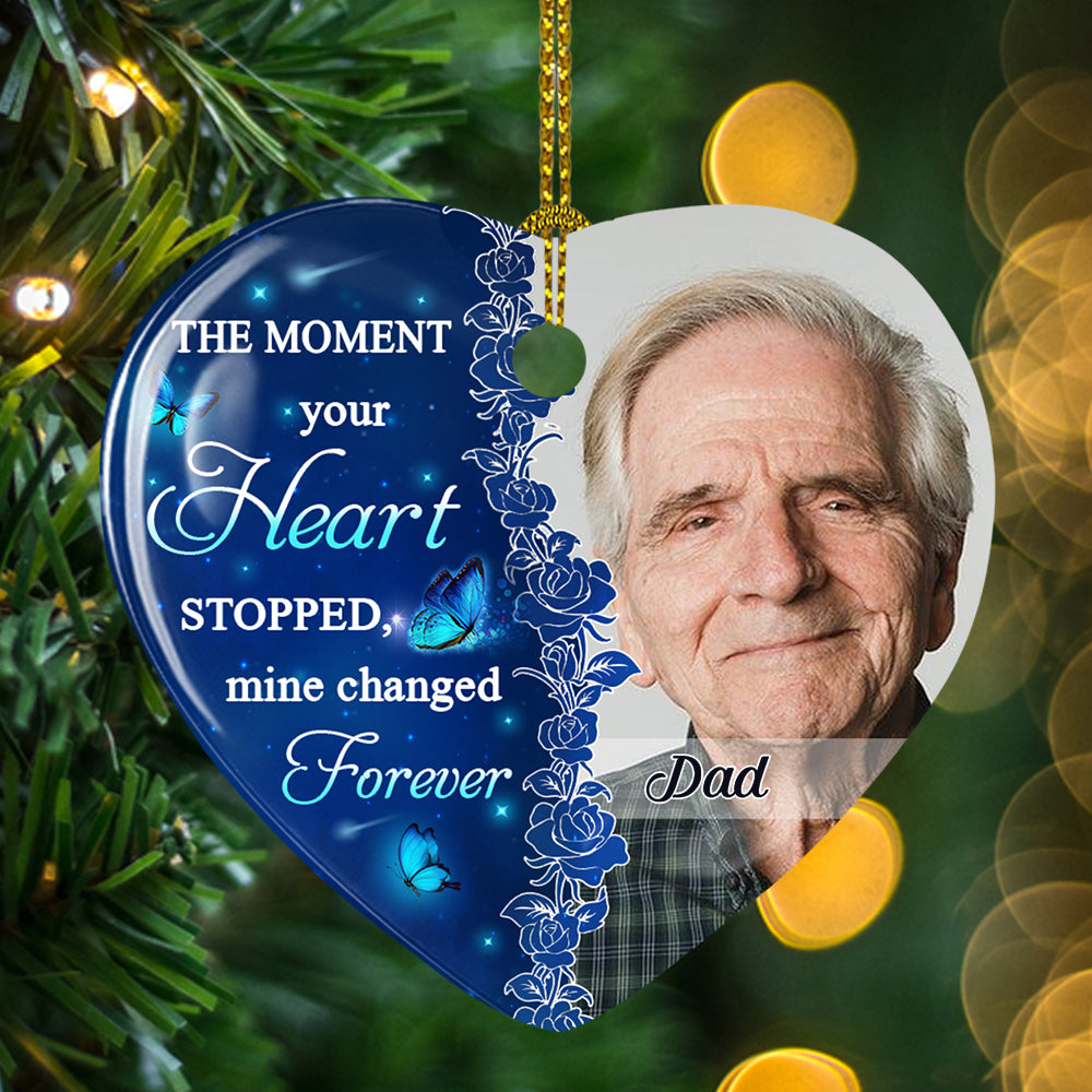 Custom Memorial Christmas Ornament, Sympathy Keepsake •  Missing You Always - Personalized Heart Ceramic Ornament