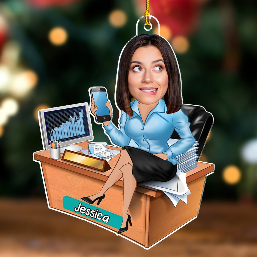 Custom Photo Coworker Christmas Ornament, Team Appreciation Gift • Here Is My Coworker - Personalized Acrylic Ornament