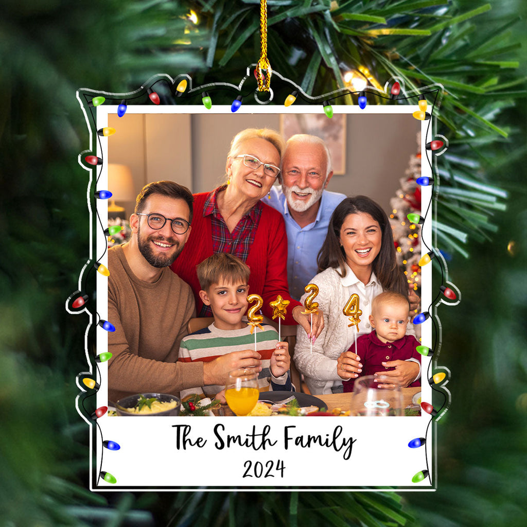 Custom Photo Family Ornament, Christmas Gift for Family Members • Family Photo Ornament 2024 - Personalized Acrylic Ornament