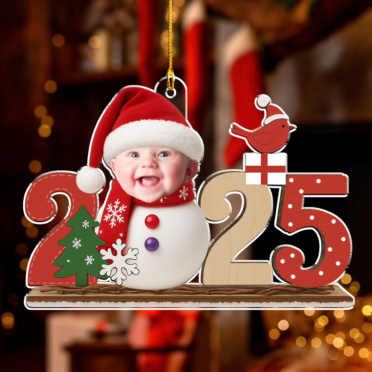 Custom Photo Family First Christmas Ornament • Cute Christmas - Personalized Acrylic Ornament
