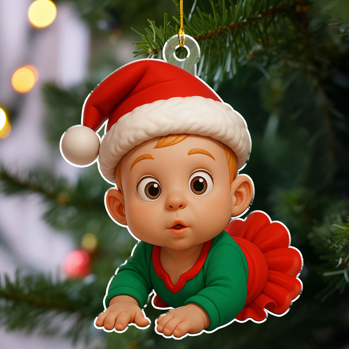 Custom Photo Baby Christmas Ornament for New Parents • Baby Christmas Figure - Personalized Acrylic Ornament