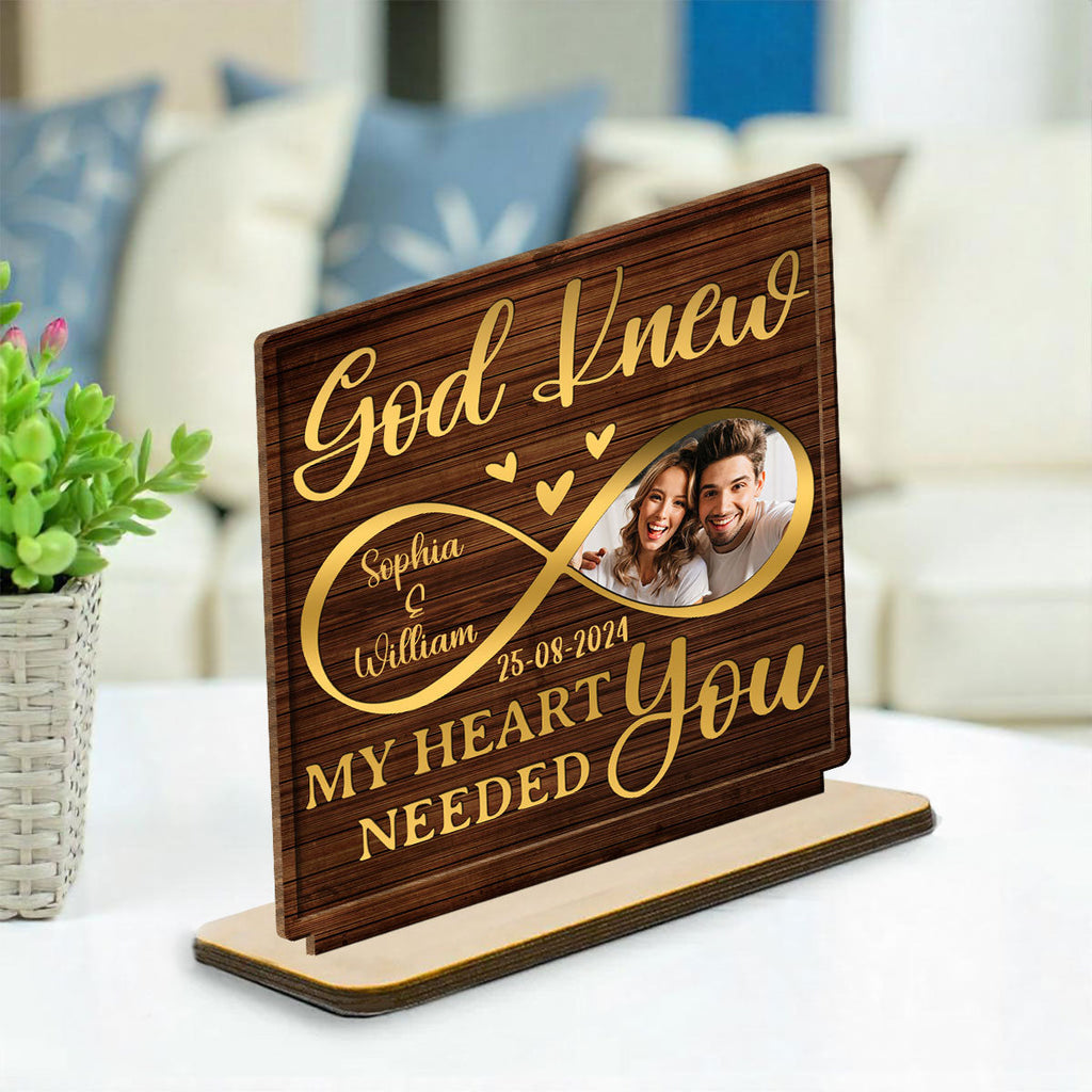 Custom Couple's Decor, Anniversary & Wedding Gift • I Need You Love - Personalized 2-Layer Wood Plaque With Flat Base