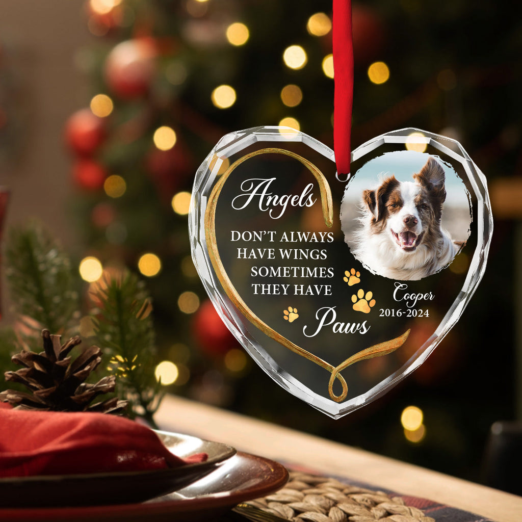 Custom Photo Keepsake Christmas Ornament • Angels Do Not Have Wings - Personalized Glass Ornament