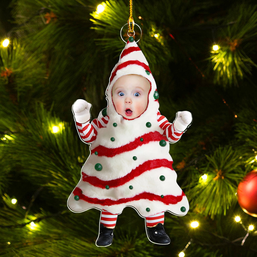 Custom Photo Baby Christmas Ornament for New Parents • Baby Photo Christmas Tree Cake - Personalized Acrylic Ornament