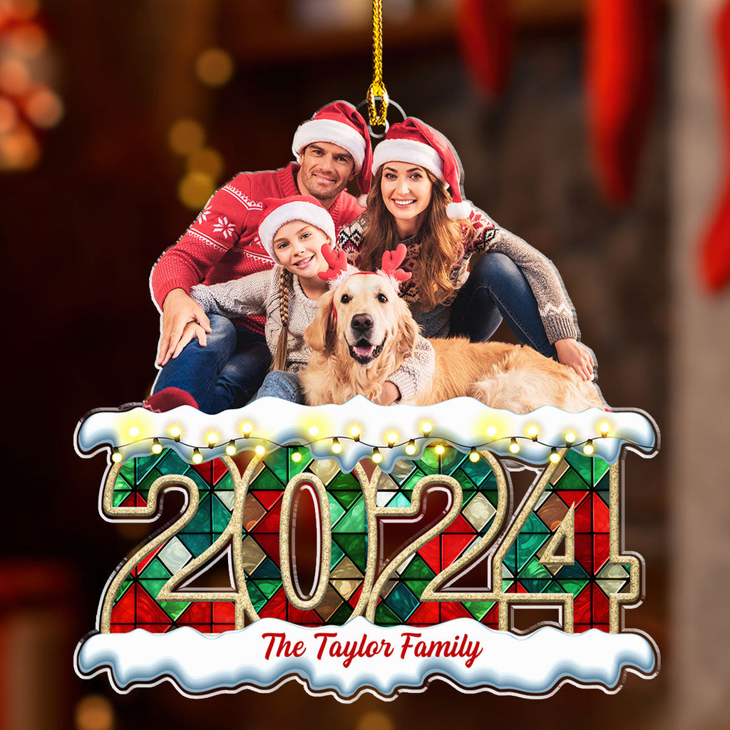 Custom Photo Family Ornament, Christmas Gift for Family Members • Merry Christmas Photo Family - Personalized Acrylic Ornament