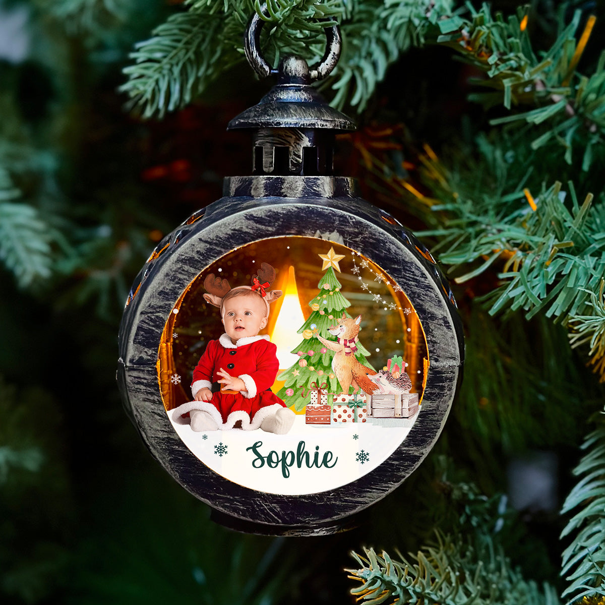Custom Photo Family Christmas Gifts, Holiday Decor • Photo Baby Kid Christmas - Personalized Christmas Lantern
