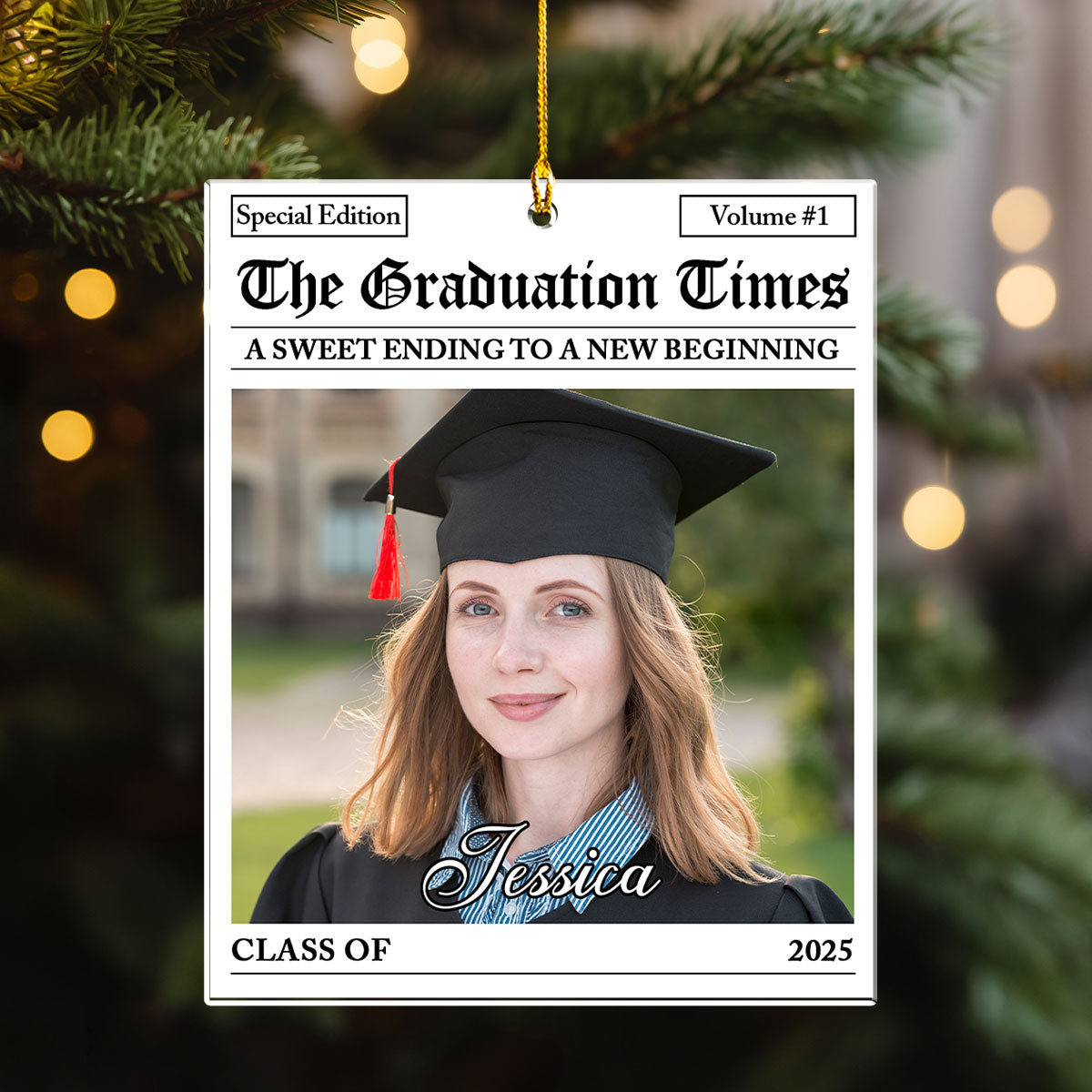 Custom Photo Family Ornament, Christmas Gift for Family Members • The Graduation Times - Personalized Acrylic Ornament