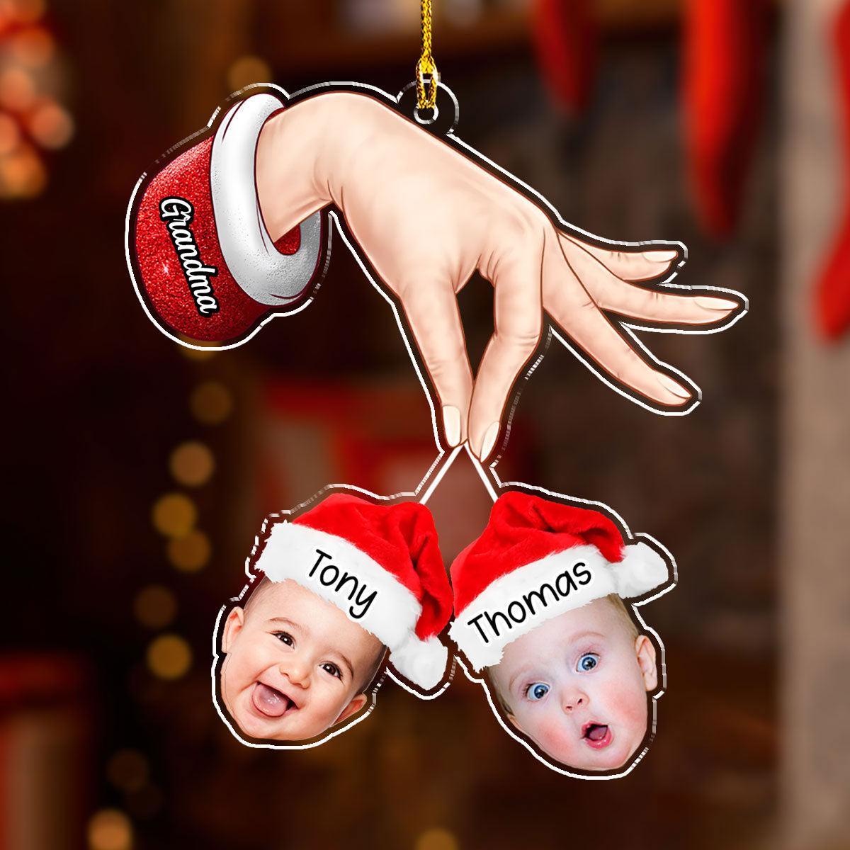 Custom Photo Family Ornament, Christmas Gift for Family Members • Christmas, My Child, Is Love In Action - Personalized Acrylic Ornament